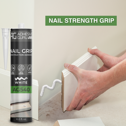 ADHESIVE GURU AG540 Nail Grip Construction Adhesive 10.5 fl oz, White