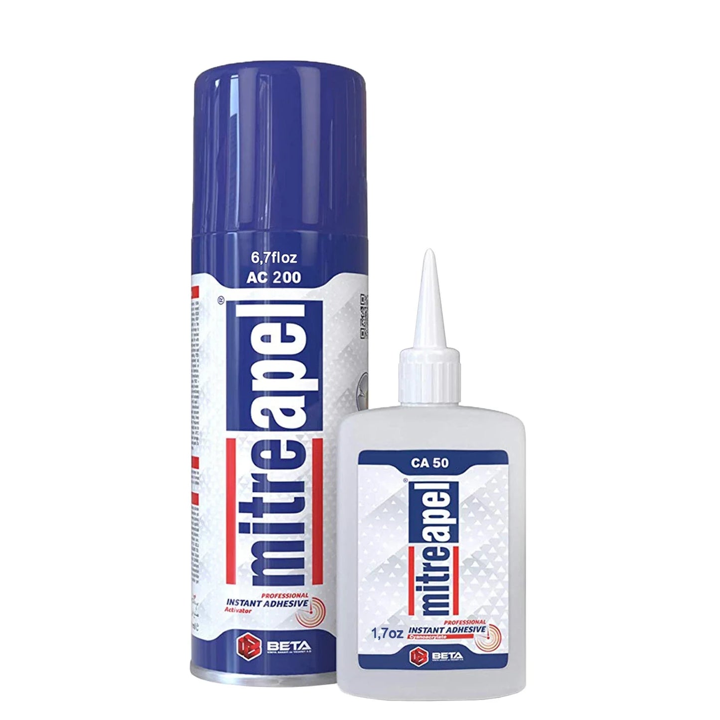 MITREAPEL AC200 Super CA Glue with Activator 1.7 oz & 6.7 fl oz