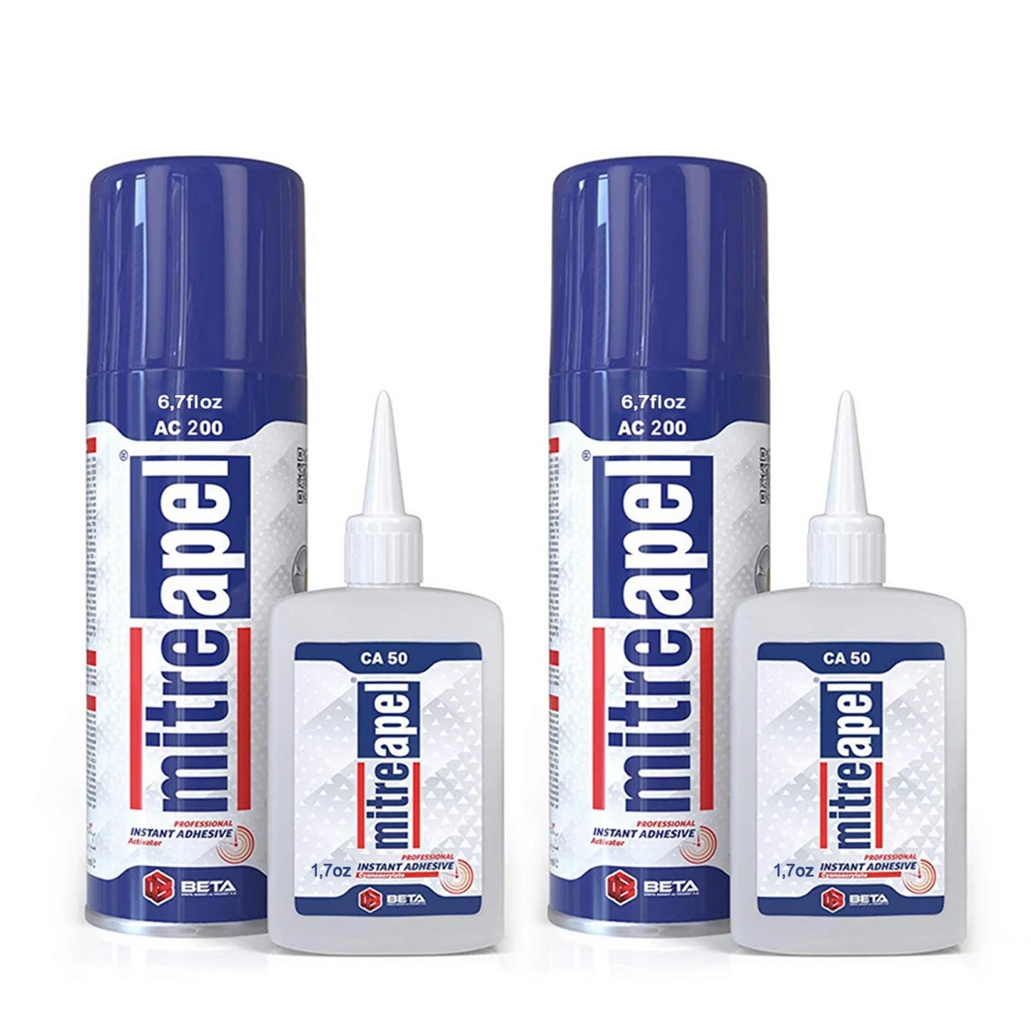 MITREAPEL AC200 Super CA Glue with Activator 1.7 oz & 6.7 fl oz