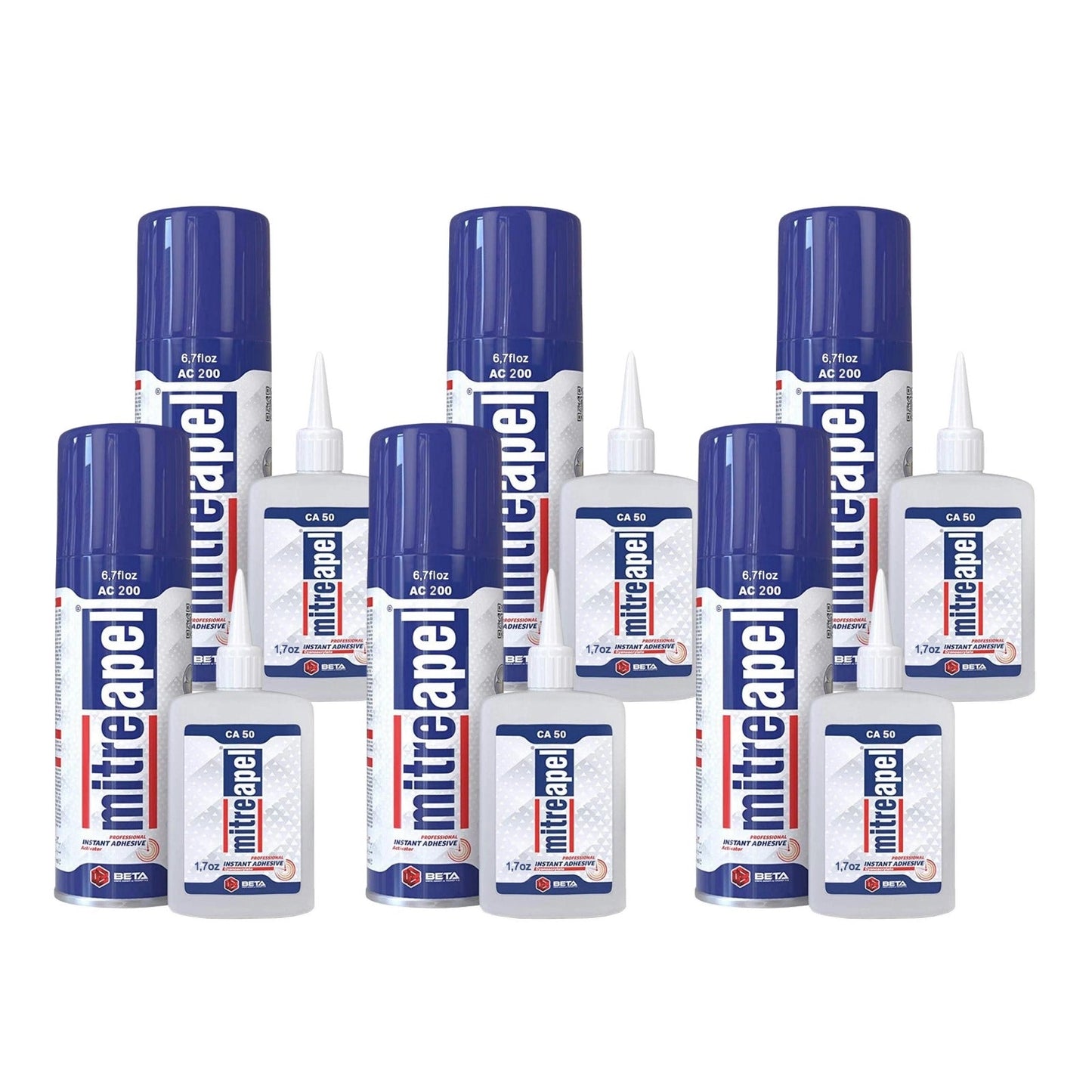 MITREAPEL AC200 Super CA Glue with Activator 1.7 oz & 6.7 fl oz