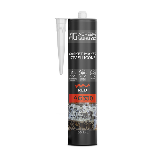 ADHESIVE GURU AG330 Gasket Maker RTV Silicone 10.5 fl oz, Red