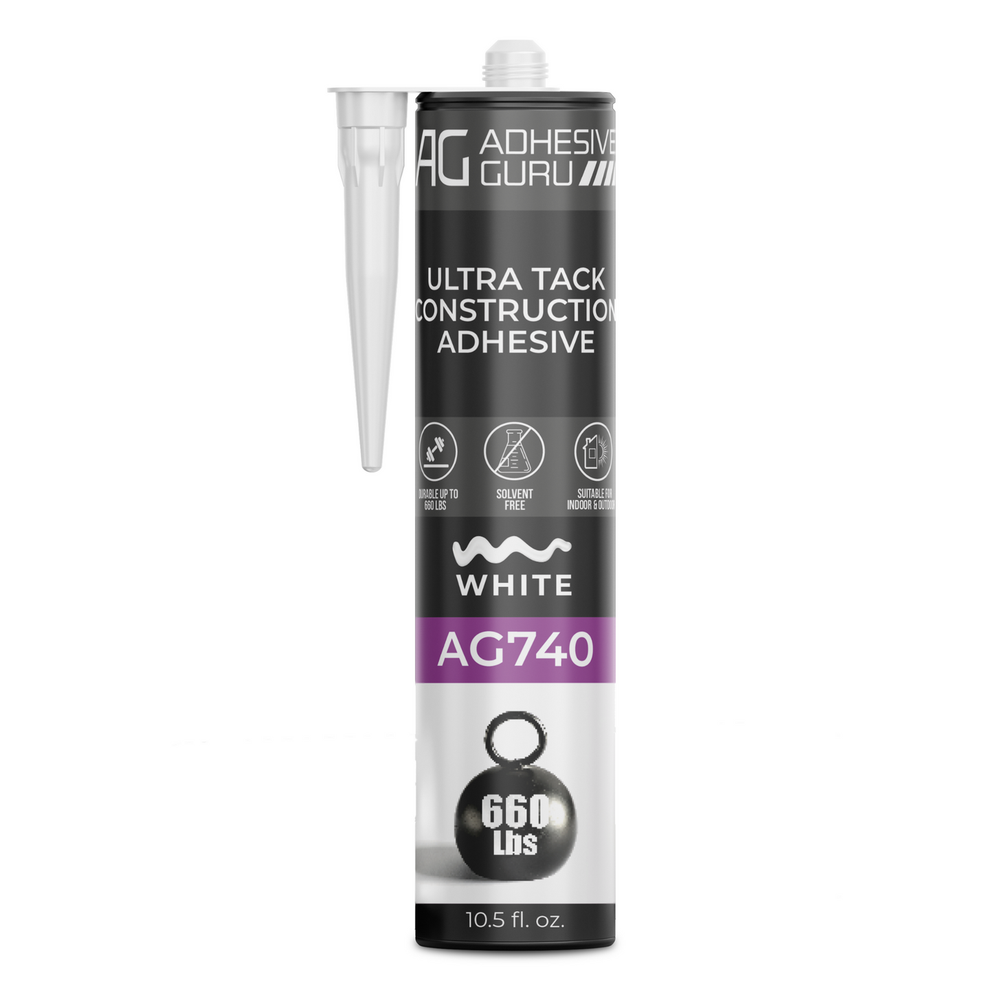 ADHESIVE GURU AG740 Ultra Tack Construction Adhesive 10.5 fl oz, White