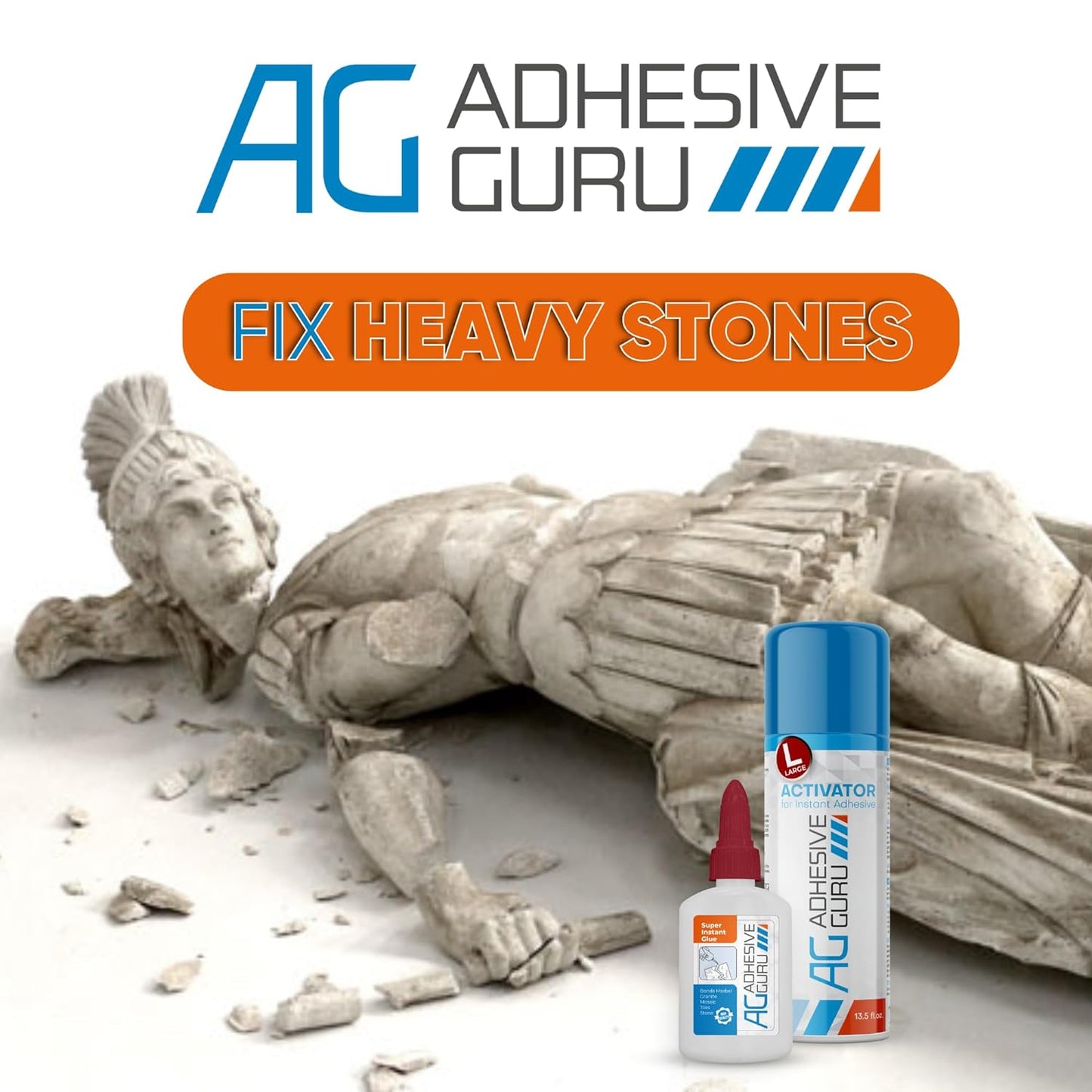 ADHESIVE GURU AG840 Stonebond CA Glue with Activator 3.5 oz & 13.5 fl oz