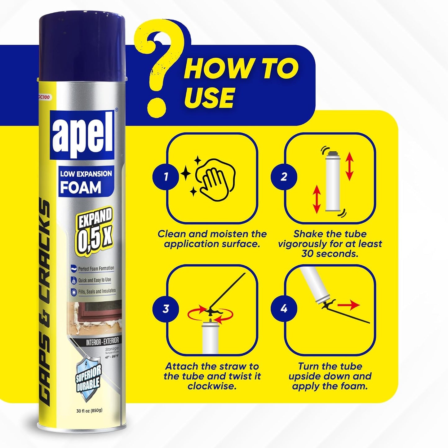 APEL GC100 Low Expansion Polyurethane Spray Foam 30 fl oz