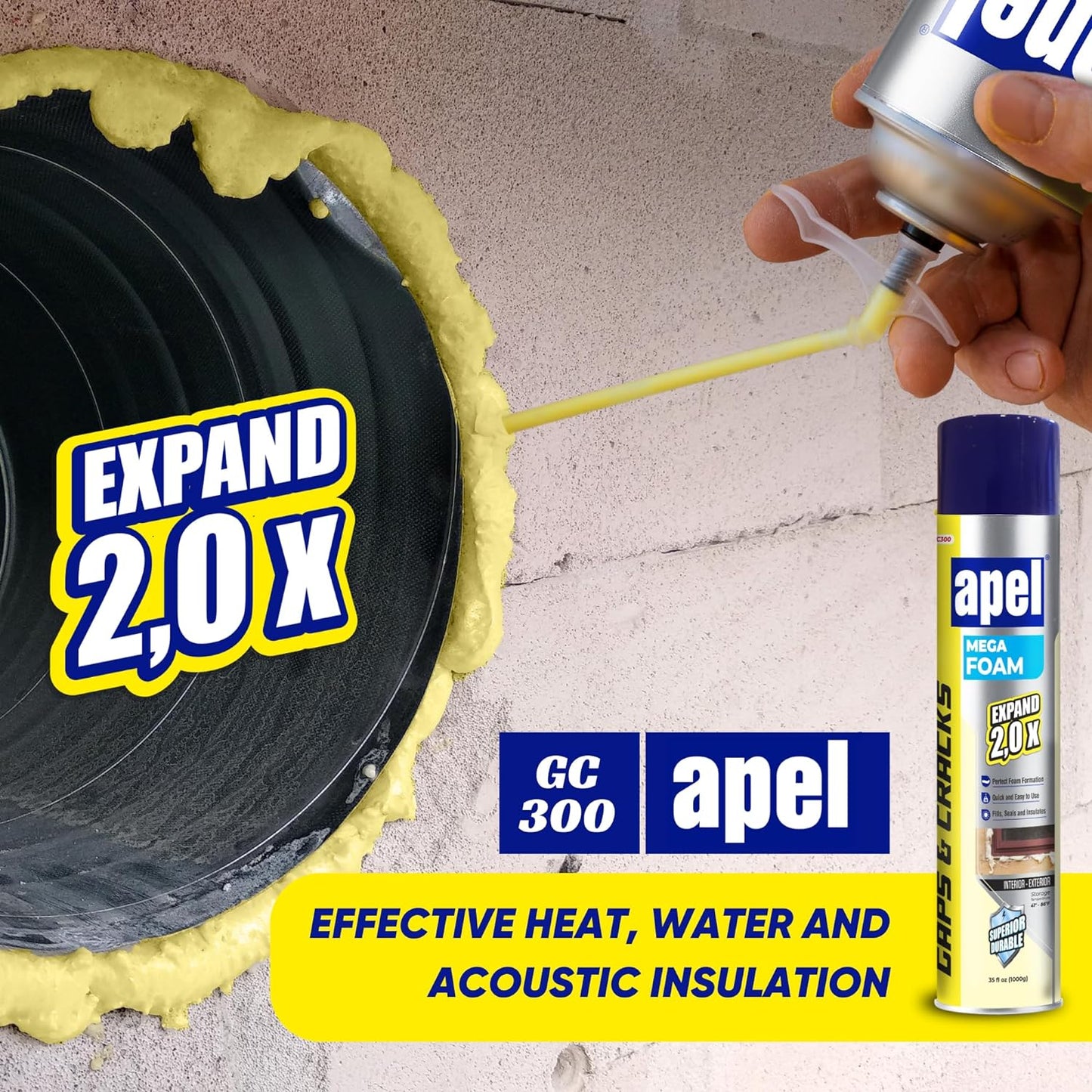 APEL GC300 Mega Expansion Polyurethane Spray Foam 35 fl oz