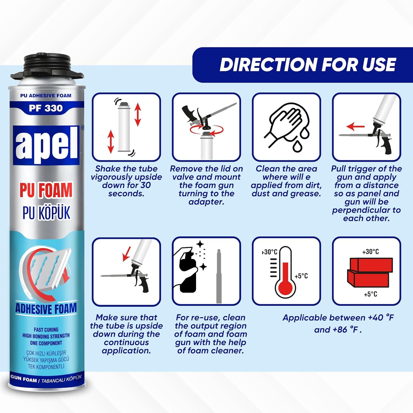 APEL PF330 Polyurethane Adhesive Foam 25.36 fl oz